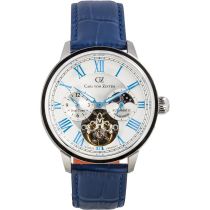 Carl von Zeyten CVZ0081WHS Schiltach Automatik Dual Time Herrenuhr 46mm 