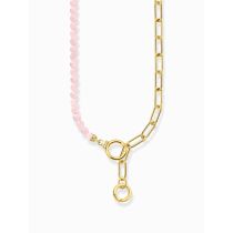 Thomas Sabo KE2193-414-9-L47V Vergoldetes Collier mit Gliederkettenelementen und rosa Beads Damen