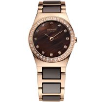 Bering Ceramic 32426-765 Damenuhr rosegold braun 26 mm