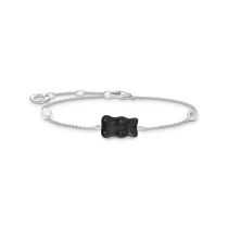 Thomas Sabo A2151-052-11-L19V Silbernes Armband mit schwarzem Goldbären und Perle + Stein
