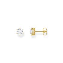 Thomas Sabo H2301-414-14 Vergoldeter Ohrstecker mit weißem Stein im Brilliantschliff 6,0 mm Damen